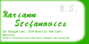 mariann stefanovics business card